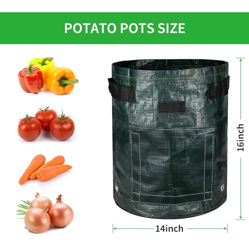 iPower 3 Pack 10 Gallon Potato PE Grow Bags with Flap, Garden Planting Nonwoven Fabric Pots with Reinforced Handle, Heavy Duty and Aeration Planter Pot for Tomato, Fruits, Vegetables and Flowers - size: 10 Gallon 3 Pack PE