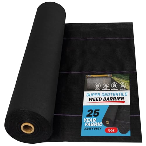 Super Geotextile Professional 5oz Geotextile Weed Barrier Fabric - Heavy Duty Landscape Fabric for Gardening, Landscaping, Weed Fabric (8x100) - size: 8' x 100'