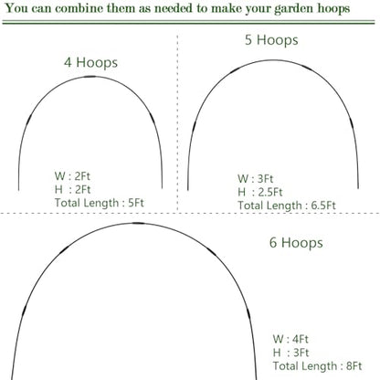 24 Rods Garden Hoops Kit for Raised Beds, 6 Sets 5FT Fiberglass Grow Tunnel - size: 24 Pcs