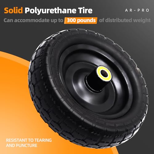 AR-PRO (4 Pack) 10" Solid Flat Free Tire and Wheel, 5/8" Bore - size: 10" Solid Tire (4-Wheel)
