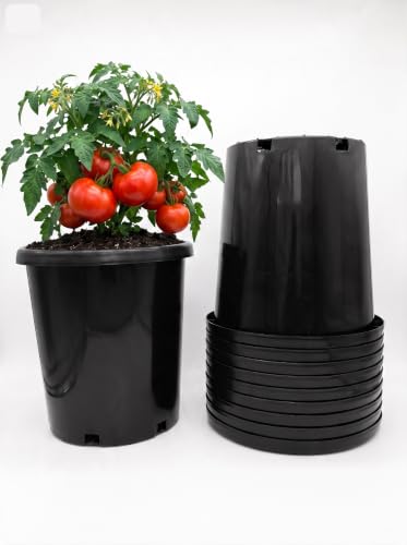 Green Oasis - 7 Gallon Nursery Pots (5 Pack) – Professional with Drainage Holes - Heavy Duty Black Plastic Plant Containers for Indoor/Outdoor Growing