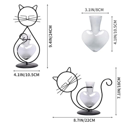 Plant Terrarium Propagation Station Gifts for Women Cat Lover - color: Gray