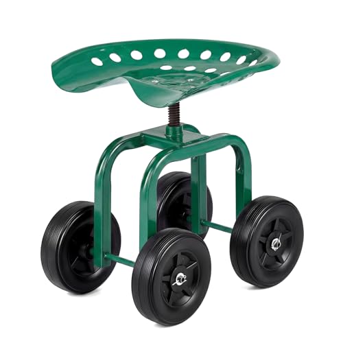 IRONMAX Garden Cart with Adjustable Seat & 4 Flexible Wheels，Green - color: Green