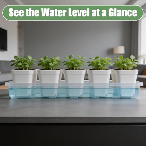 RooTrimmer 1020 Nursery Pot Trays 5 Pack, Transparent Plastic Flat Seed Starter Tray, Durable Square Seedling Starting Tray for Holding and Carrying Plant Pots (Clear) - color: Clear, size: TP1020-5P