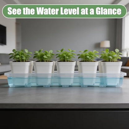 RooTrimmer 1020 Nursery Pot Trays 5 Pack, Transparent Plastic Flat Seed Starter Tray, Durable Square Seedling Starting Tray for Holding and Carrying Plant Pots (Clear) - color: Clear, size: TP1020-5P