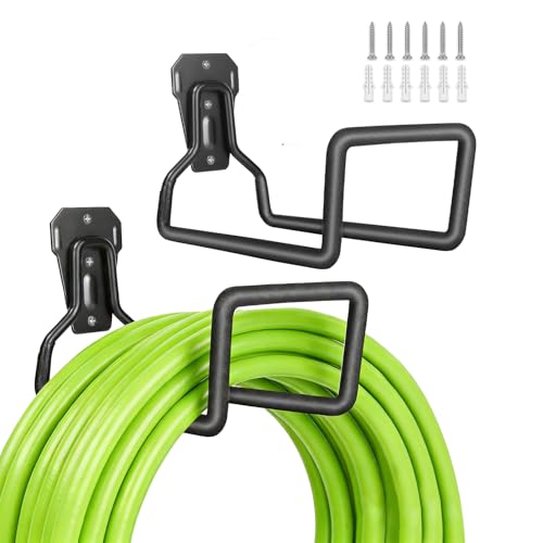 2 Pack Garden Hose Holder - Heavy Duty Metal Hanger Wall Mount, Water Hose Holder for Outside Yard, Water Hose Reel, Garden Storage Hook Rack