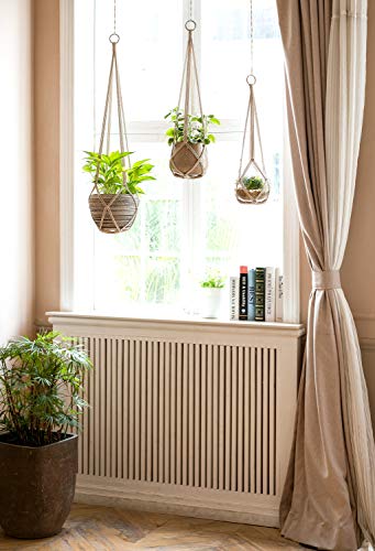 Dahey Macrame Plant Hanger Indoor Hanging Plant Holder Basket for Flower - color: Beige