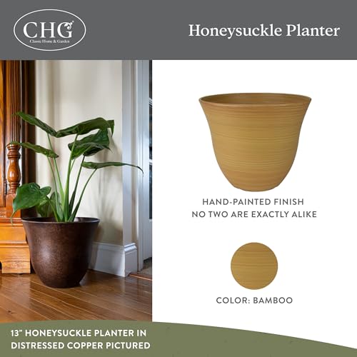 15" Honeysuckle Planter in Bamboo - color: Bamboo, size: 15"