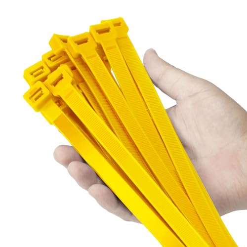 Armpow 24 inch Yellow Zip Ties Heavy Duty 50 PACK, 250 LBS Ultra Exclusive Strong Plastic Wire Ties, Large Cable Ties Extra Long Tie Wraps, Indoor and Outdoor UV Resistant - color: Yellow