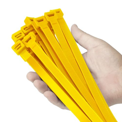 Armpow 24 inch Yellow Zip Ties Heavy Duty 50 PACK, 250 LBS Ultra Exclusive Strong Plastic Wire Ties, Large Cable Ties Extra Long Tie Wraps, Indoor and Outdoor UV Resistant - color: Yellow