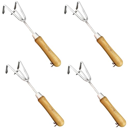 Garden Guru Eco Hand Cultivator Rake Tiller Tool- 100% Recycled Stainless Steel - Rust Resistant - FSC Certified Wood Ergonomic Handle - Great for Gardening Cultivating Loosening Weeding (4 Pack) - size: 4 Pack