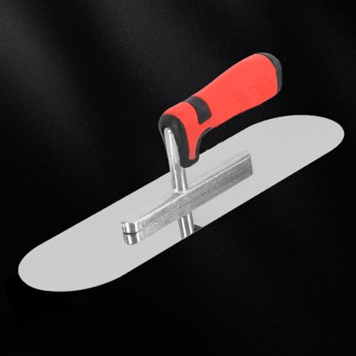 Concrete Tools Stainless Steel Pool Trowel, 14" x 4" Masonry Hand Tool with Soft Grip Handle, Lightweight, Plastering Trowel for Drywall Plastering Construction, Round End (Large:14"L x 4"W) - size: Large:14"L x 4"W