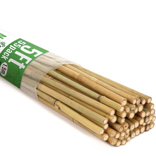 SWANGSA 55 Pack Bamboo Stakes for Plant 5 Feet(57.5inch) Bamboo Sticks for Garden Plant Support Stakes Poles for Tomatoes, Beans, Flowers, Trees, Indoor and Outdoor Climbing Plants - size: 5 Feet - 55 Pack