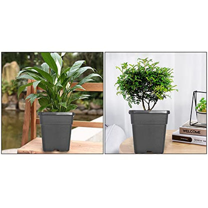 WFLNHB 8 Gallon 10 Pcs Square Plastic Plant Pots Flexible Nursery Pot Planter Nursery Pots Suitable for Flower Vegetables Succulents Black - color: Black, size: 8 Gallon-10 Pcs