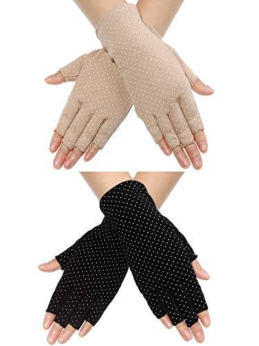 Maxdot Sun Gloves for Women UV Protection - color: Black and Khaki