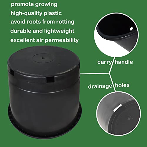 Garden Plastic Planter Nursery Pots - 10 Pcs 2 Gallon Round Black Nursery Pots for Indoor and Outdoor Plants with Drainage Hole