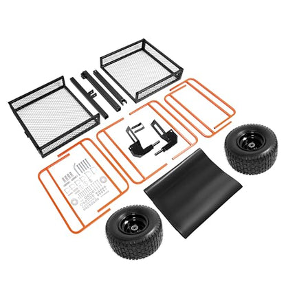 ALMULOO 2 Packages Heavy Duty ATV UTV Trailer Dump Cart 1500LBS Capacity Tow Behind Utility Cart with Removable Sides for Lawn Mower Tractor Garden