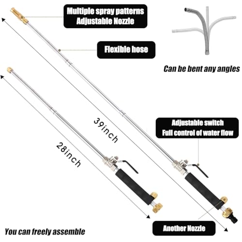 Power Washer Hose Attachment, Pressure Washer Wand Nozzle for Garden Hose - color: Black