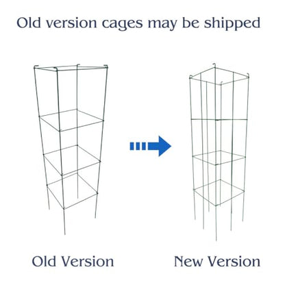 MTB Green Square Folding Tomato Cage Plant Support Tower 12 inch by 46 inch, Pack of 5 Sets - size: 12*46inch Sq-Green Coated-5Pack