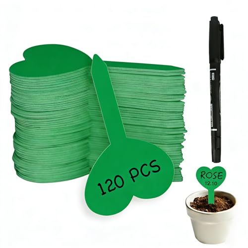 Green Platic Plant Markers Plant Tags with Black Pen - color: Grenn