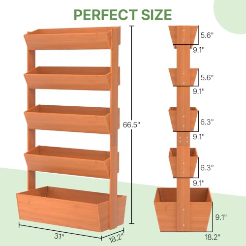 Suteck Raised Garden Bed, 5 Tier Vertical Wooden Planter Box - size: 5 Tier