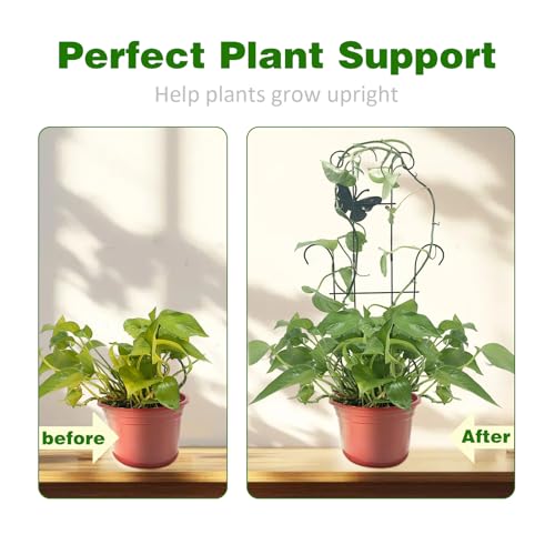 23 Inch Plant Trellis for Potted Plants, Sturdy Metal Houseplant Trellis for Climbing Plants Indoor Outdoor, Rust-Resistant Plant Support for Monstera Pothos Ivy, 4 Pack (4, 23inch) - size: 23inch