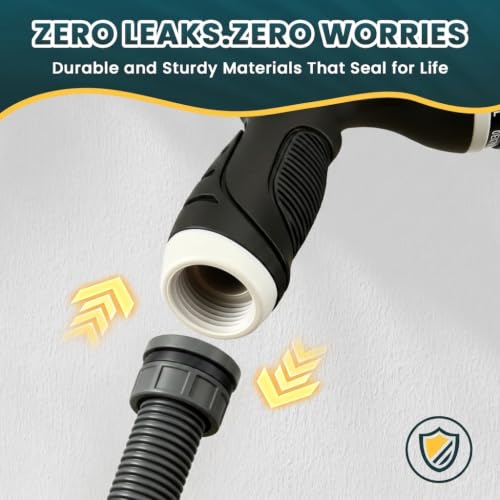 Garden Hose Nozzle,Water Hose Sprayer Thumb Control with 10 Spray Patterns - color: Black