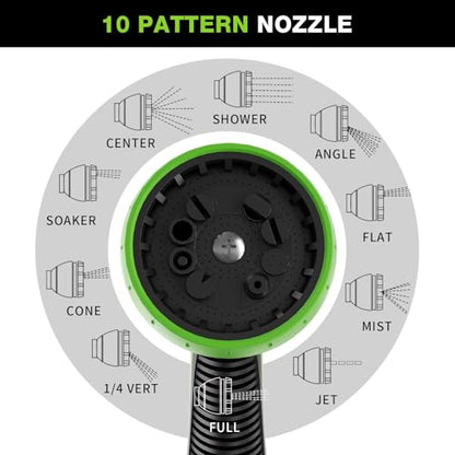Besiter Garden Hose Nozzle, Hose Sprayer Nozzle with 10 Spray Patterns, Thumb Control On Off Valve, High Pressure Metal Water Hose Nozzle for Car Wash, Plants, Pets & Outdoor Cleaning, Green - color: Green