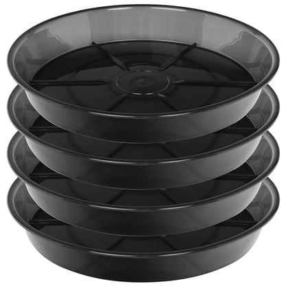 NIMYAU Plant Saucer 14 Inch 4 Pack 10 14 16 18 Large Plant Trays for Pots Heavy Duty Round Plastic Plant Saucers for Indoors Outdoors, Flower Pot No Holes Plant Drip Trays - size: 14"-4pack