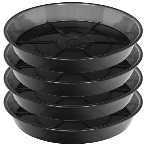 NIMYAU Plant Saucer 14 Inch 4 Pack 10 14 16 18 Large Plant Trays for Pots Heavy Duty Round Plastic Plant Saucers for Indoors Outdoors, Flower Pot No Holes Plant Drip Trays - size: 14"-4pack