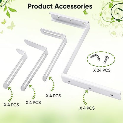 Adjustable Planter Box Bracket, Flower Box Holder Brackets for Deck Railing - size: 4 Pack White