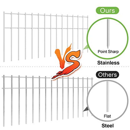 Animal Barrier Garden Fence Stainless No Dig Fence 10Pack, 24x15in - size: 24x15 IN