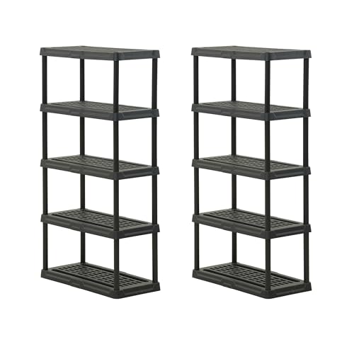 CENTREX 5-Tier Heavy Duty Plastic Storage Shelves for Garage, 2 Pack - style: 5-Tier (2 Pack)