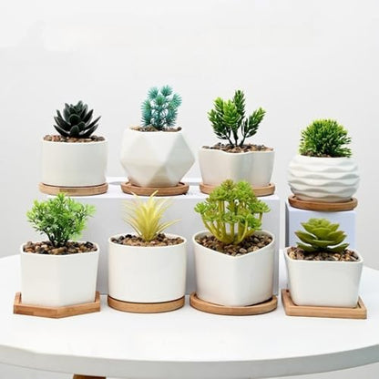3.55"x2.6" Medium Ceramic Pot Succulent Planter Mini Cute Garden Flower Plant Nursery Succulent for Indoor Plants Ceramic Pots Ripple 5