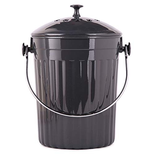 Natural Home Molded Bamboo Charcoal Compost Bin, 1 gallon, Charcoal - color: Charcoal