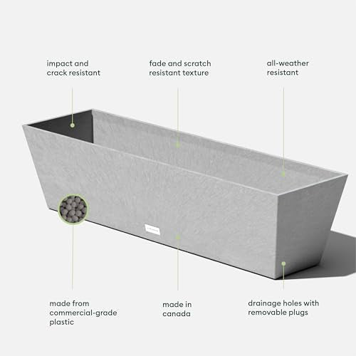 Veradek Pure Series Window Box Planter - Tapered Outdoor Planter - color: Gray, size: 36 inch - 2 Pack