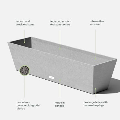 Veradek Pure Series Window Box Planter - Tapered Outdoor Planter - color: Gray, size: 36 inch - 2 Pack