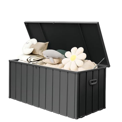 190 Gallon Galvanized Steel Storage Shed, Lockable Rolling Outdoor Box, 49" - color: Dark Gray-B