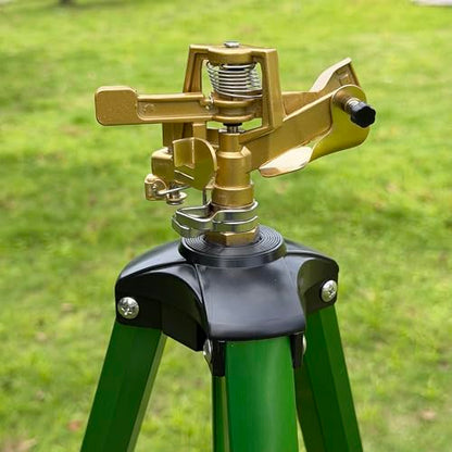Tripod Sprinkler on Stand, Heavy Duty Impact Lawn Sprinkler 360° Coverage, Large Area Irrigation for Garden & Yard, Adjustable 16"-37" Height, Tripod Sprinkler System — 1-Pack CWS105201