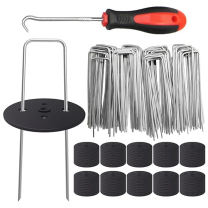 MySit 6 inch Weed Fabric Staples with Gaskets Pick Hook 100 Pack - size: 100pcs with pick hook