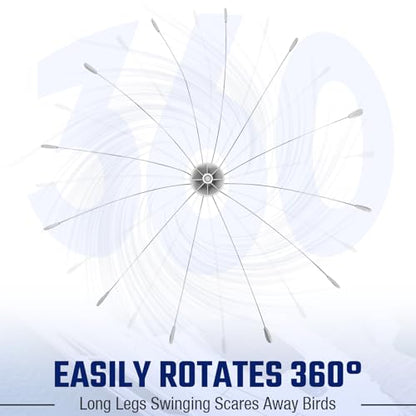 Salcod Bird Deterrent Outdoor, 360° Wind-Powered Stainless Steel Rods, 4ft - size: 4 ft