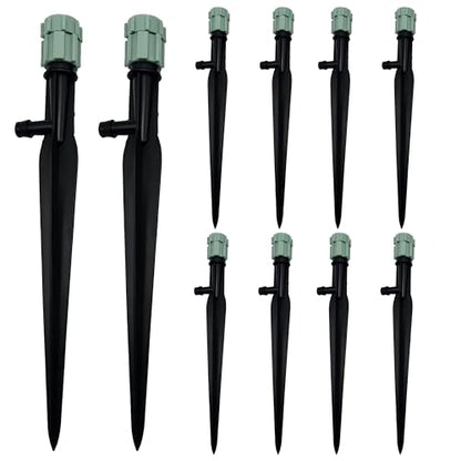 10 Pack Adjustable Bubbler Sprinkler Heads with 11.8in Stake, 360 Degree Micro Irrigation Emitters, Drip System Replacement Sprayer for Lawn Garden Plants Watering