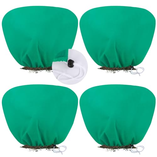 4 Pack Shrub Plant Covers Freeze Protection for Winter, 23.6"X23.6", Green - size: 4PCS-23.6" X 23.6"