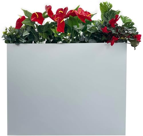 38" L x 13" W x 30" H Metal Tall Rectangular Planter - Large Planter Box for Outdoor Patio/Porch Modern Design for Plants, Flowers, Garden,Spliced Flower Pot (Silver Gray) - color: Silver Gray