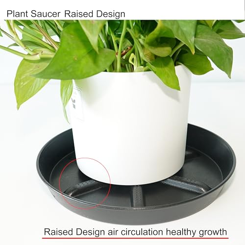 NIMYAU Plant Saucer 14 Inch 2 Pack Round,Thick Plastic with Elevated Center Plant Saucers, Excellent Drainage Drip Tray Catcher for Garden Planters - color: Black, size: 14" (4-Pack)