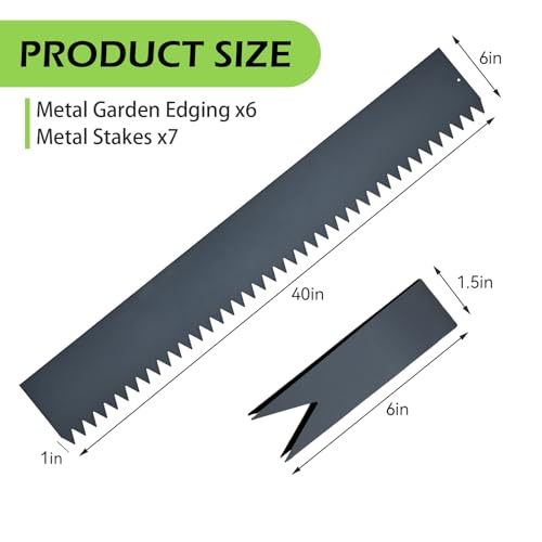 Landscape Edging Kit, Galvanized Steel Edging Landscape Lawn Edging Powder for Lawn Yard, Coated Bendable Metal Strips, No-Dig Hammer-in Edging Border w/Clips (6 INCH 6 PCS, Navy Blue) - color: Navy blue, style: Navy blue 6 INCH 6 PCS