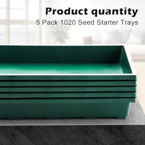 RooTrimmer 1020 Nursery Pots Trays 5 Pack, Plastic Flat Seed Starter Trays, Durable Seedling Potting Tray for Carrying and Holding Planting Pot (Green) - color: Green, size: TP1020-5P