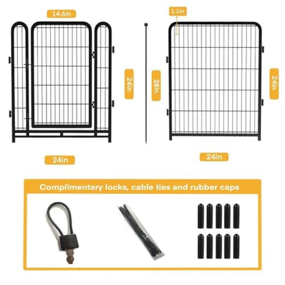 Getlay Dog Playpen 24 inch(H) 16 Panels Dog Fence Outdoor for Yard. Metal Dog Pen Heavy Duty Pet Puppy Exercise Pen for Rv Camping Garden Yard, Wide Door Low Threshold Dog Fence Total 31.4 Ft(L)