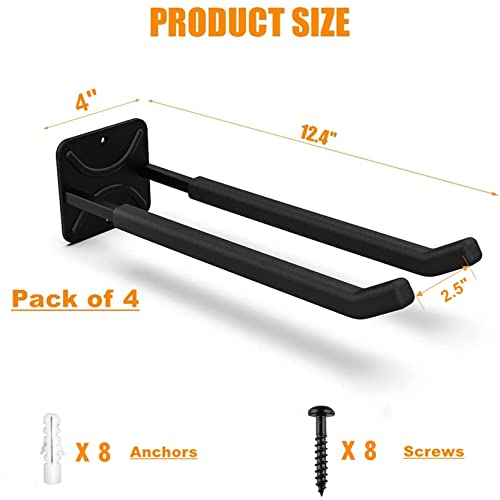TORACK 4-Pack Garage Storage System Hooks, Wall Mount Tool Organizer - size: 4-Pack 12.4" Heavy Hooks