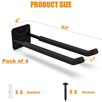 TORACK 4-Pack Garage Storage System Hooks, Wall Mount Tool Organizer - size: 4-Pack 12.4" Heavy Hooks